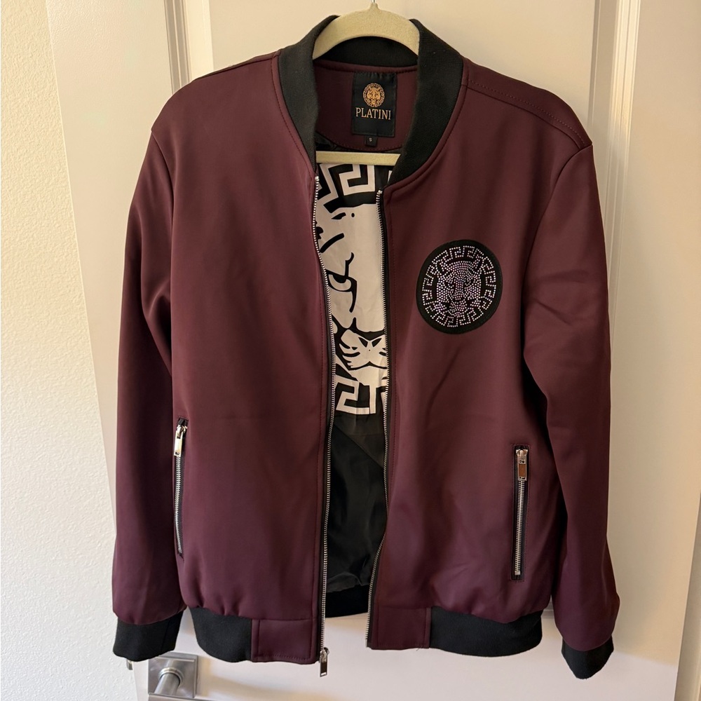 Platini Men's Maroon Bomber Jacket